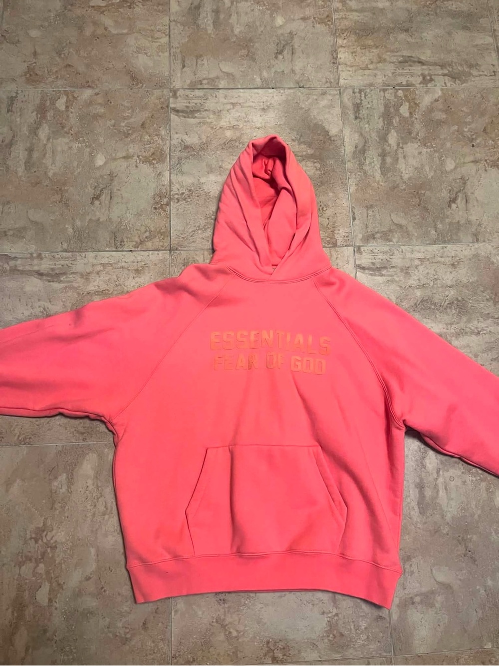 Fear of God Essentials Neon Pink Hoodie